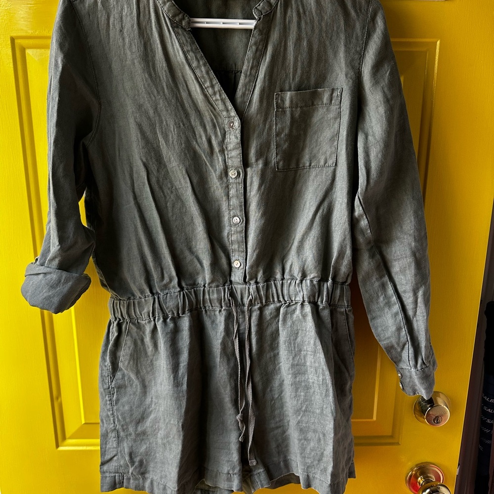 Cynthia Rowley Linen Khaki Romper